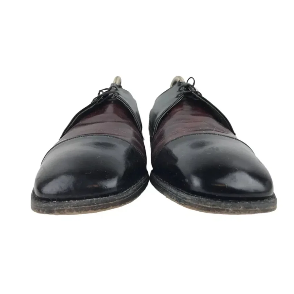 Freeman Mens Brown Black Leather Lace Up Low Top Classic Oxford Shoes Size US 9D